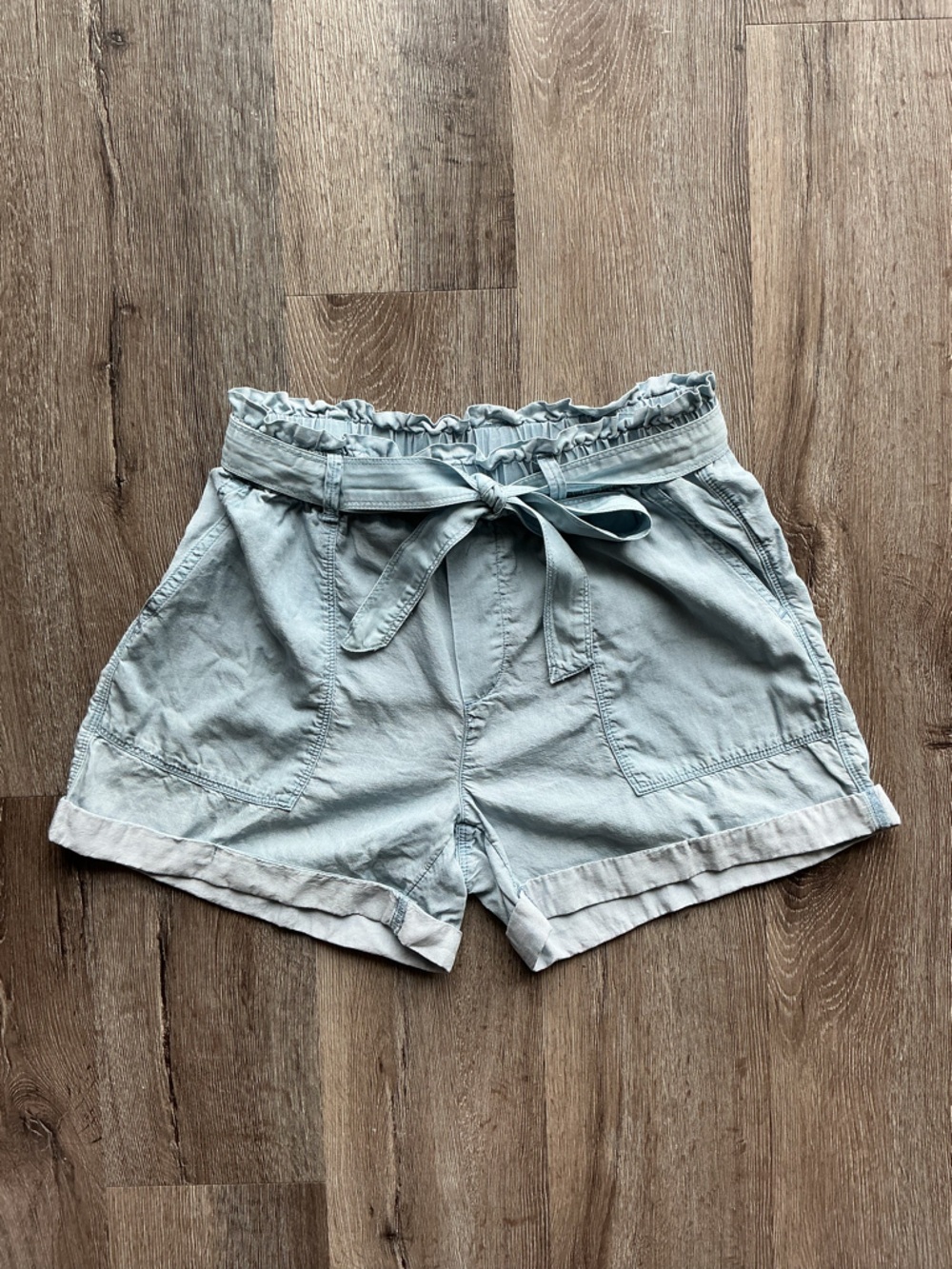 Aerie Light Blue Paperbag Waist Tie Shorts